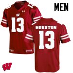 Men's Wisconsin Badgers NCAA #13 Bart Houston Red Authentic Under Armour Stitched College Football Jersey ZW31R48XP